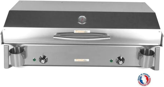 Modèle E870-3600W L87 P43 PLANCHAELEC, X X H25 cm, Couvercle + 2 Ustensiles, 16 Personnes, Plancha Electrique ANTHEA, Inox, Thermostat Réglable
