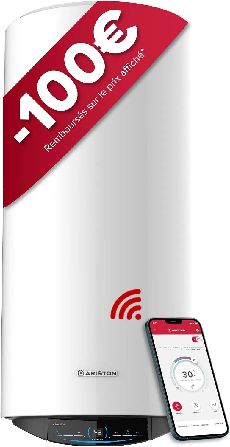 Ariston chauffe-eau électrique, Vertical Mural Ø530mm, Flexibilité Energétique, Technologie ACI, ABYLEOS XPERT WIFI Steatite Connecté 150L