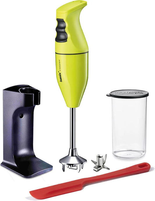 Mixeur EO180 bamix Set, plongeant CLASSIC PLUS avec support, couteau multifonction, Fabriqué en Suisse, finition noire, puissance 180 W, récipient
