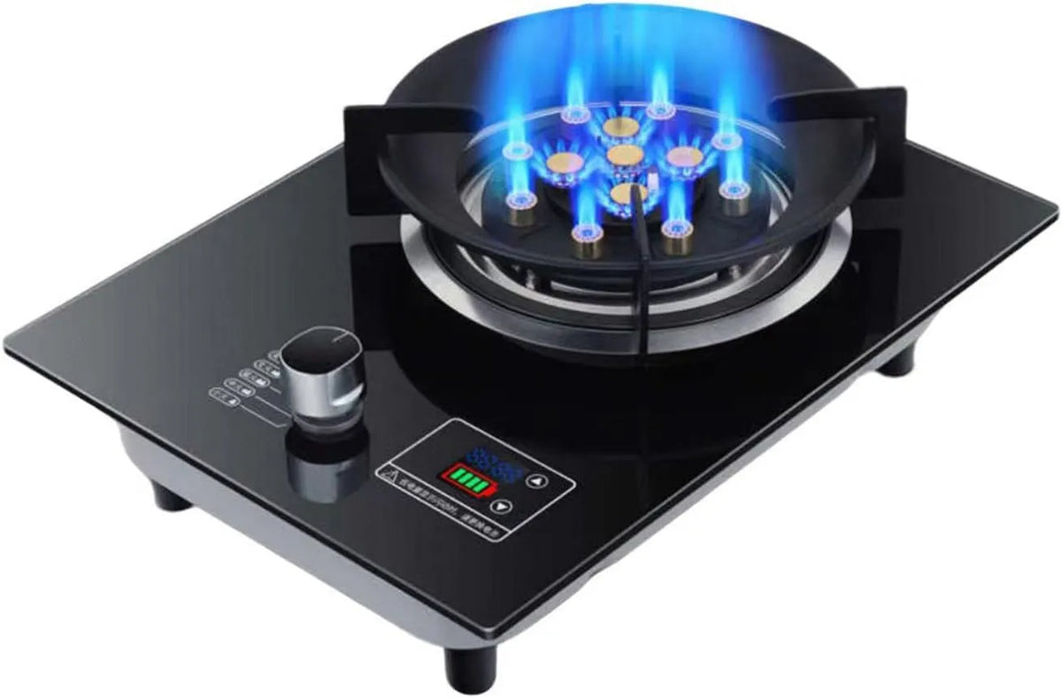 Table de cuisson, à gaz portable avec minuteur et protection anti-flamme pour camping et caravane