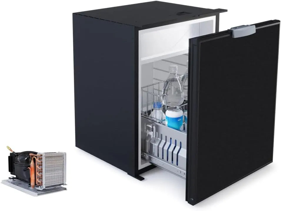 Réfrigérateur C75DW Vitrifrigo, congélateur Airlock, camping-car, bateau, yacht, finition noire