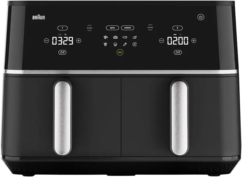 Braun friteuse à air chaud TD5030IBK, passe au lave-vaisselle, TwinCook chaud 5 avec capacité 10 litres 80-200 °C, puissance 2400 W, 8 programmes