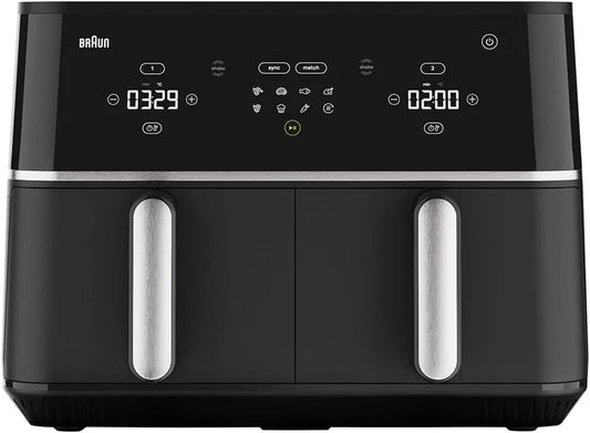 Braun friteuse à air chaud TD5030IBK, passe au lave-vaisselle, TwinCook chaud 5 avec capacité 10 litres 80-200 °C, puissance 2400 W, 8 programmes