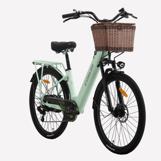 Vélo électrique cysum X-City, 26 Pouces Step-Thru, 7 niveaux de vitesse, Urbain E-Bike pour Adultes, 7 niveaux de vitesse