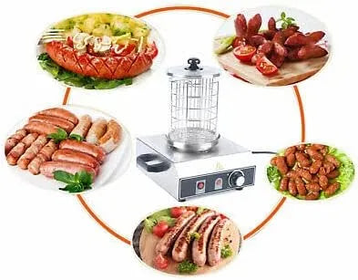 Hot-dog électrique Machine à, puissance 350 W, Chauffe-saucisses électrique, Hotdog, En acier inoxydable, Fabricant de cylindres commerciaux