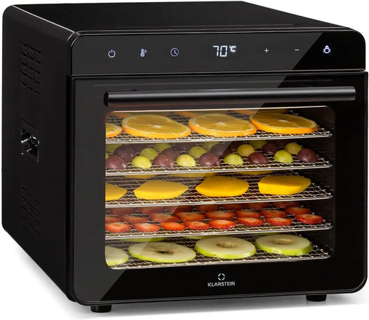 Klarstein four, Deshydrateur Alimentaire, Herbes et Viandes, Minuterie, Déshydrateur de Fruits Secs 700W avec 6 Plateaux à Grille Métallique