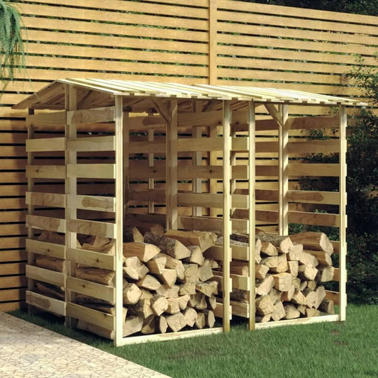 Abri à bûches cm-4, 200 cm, avec Toit Étagère pour Bois de cheminée Abri de Chauffage de Bois Bois de pin imprégné- 100 x 90 x 200 Pcs