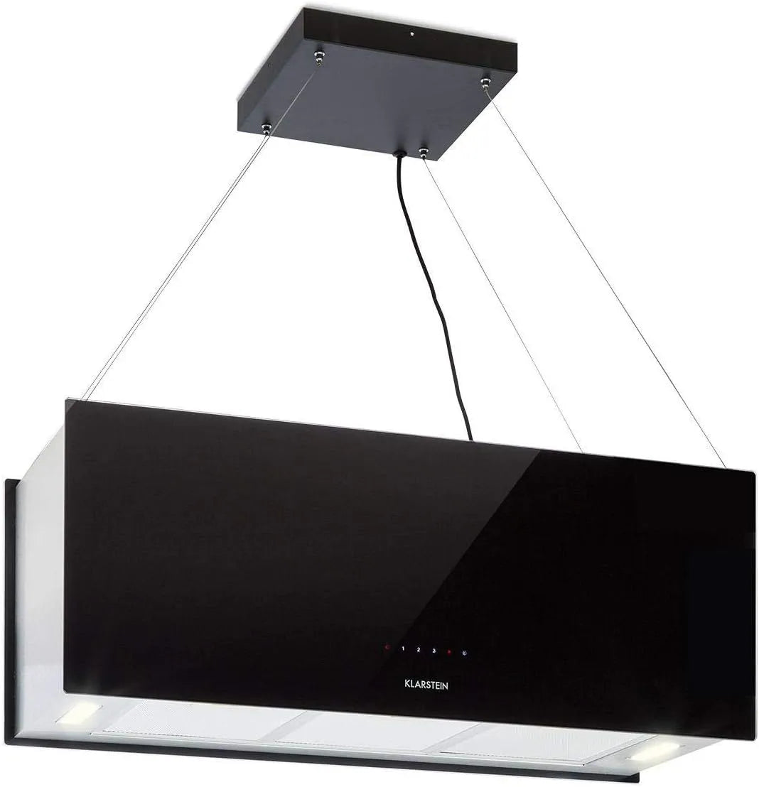 Klarstein hotte aspirante, 3 Modes, Hotte à Recyclage, 590m³/h, Débit d'air 590m³, Ilot Central de Cuisine Silencieuse et Design, Minuteur