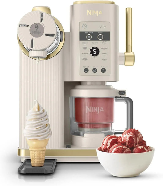 Ninja modèle NC701EUSTGD, CREAMi Sorbetière Scoop and Swirl avec 2 pots, 13 modes pour réaliser crèmes glacées, milkshakes et plus, gelatos, sorbets