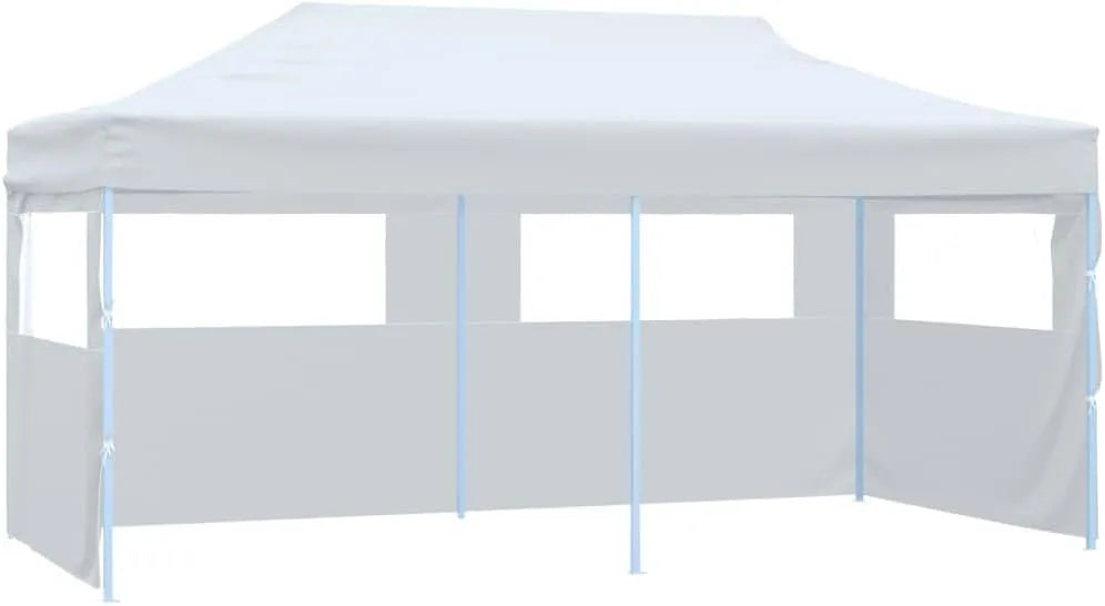 600D Tente de, dimensions 291 x 580 x 315 cm, réception pop-up blanche 3 x 6 m avec 3 côtés de fenêtre, acier, toit Oxford, pliable, jardin, terrasse