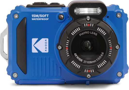 Appareil photo WPZ2 720p, Numérique Compact 16M Pixels, Ecran LCD 2,7, Video, Bleu, KODAK Pixpro Pack + 2 Batteries + 1 Carte SD, Etanche à 15m