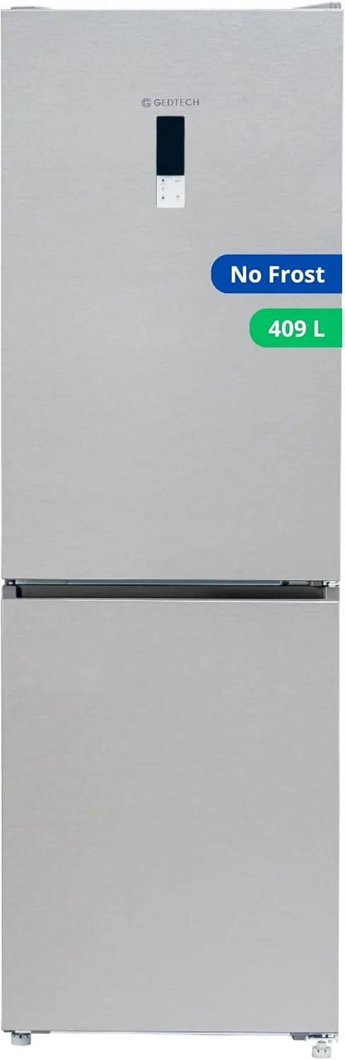 Réfrigérateur GCB409NFIX GEDTECH, combiné congélateur bas 409L, capacité 267L + 142L, No Frost, Pas de Givre, Inox