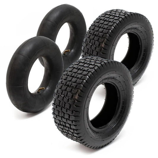Wiltec pneu 18x8.50-8, Lot 2x et 2x Chambre à air, dimensions 460 x 460 x 215 mm, capacité de charge 370 kg, 4 PR, Valve coudé
