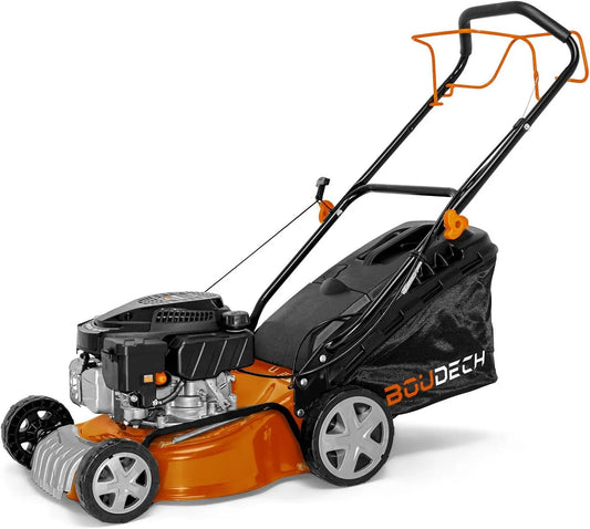 Tondeuse à gazon BOUDECH, Largeur de Coupe 400mm, Thermique Automotrice 132cc 2,5KW OHV 4 Temps