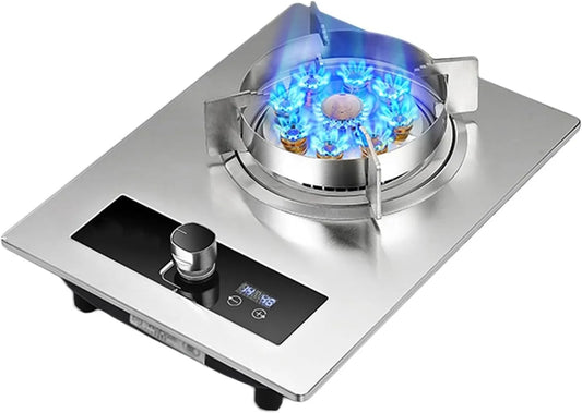 Table de cuisson, à gaz 1 brûleur 5,2 kW 9 cavités en verre trempé, avec protection anti-flamme et minuterie pour la maison et la cuisine