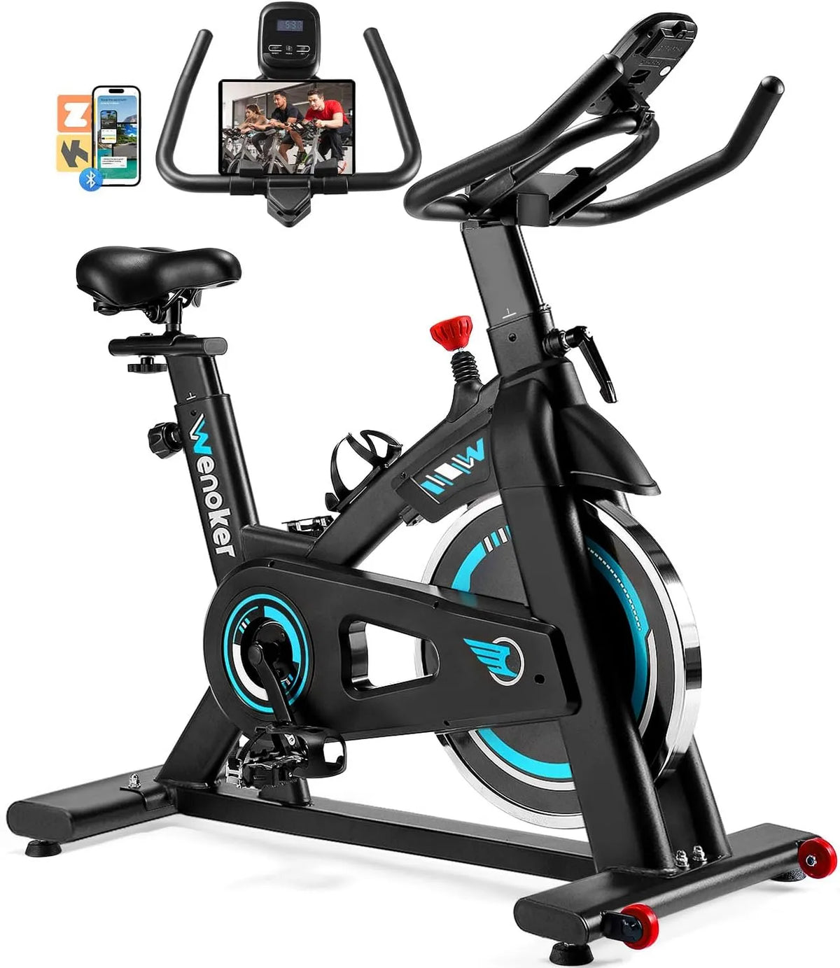Vélo Wenoker, volant d'inertie lourd, d'appartement avec résistance magnétique et plaquettes de frein, coussin de siège