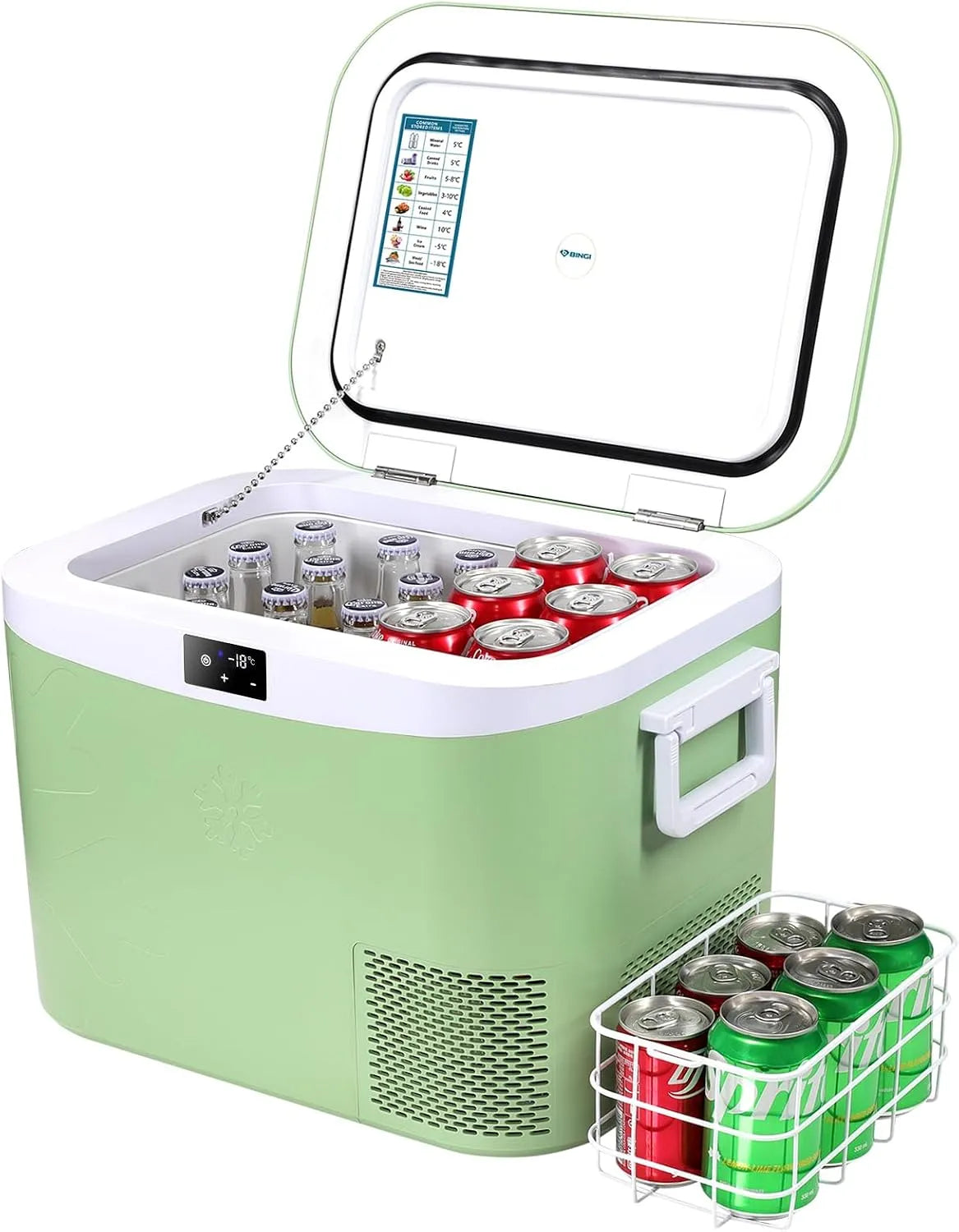 Glacière BINGI, Electrique Voiture 18L à Compression avec Refroidissement Rapide, tension 24V, Pour Camping-Car, Camion, Maison, tension 12V, Van