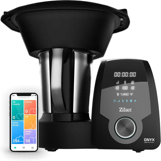 Robot de cuisine, puissance 1700 W, Zilan ONYX Thermo Robot, Écran LED Numérique, Black, capacité 3,3 L, 30 Fonctions, multifonction Wi-Fi