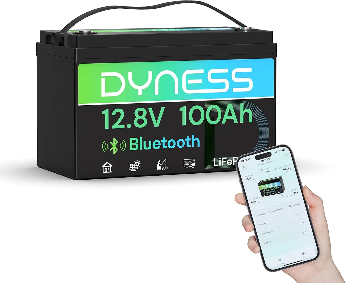 Modèle 100 Ah Bluetooth avec Protection 100A BMS LiFePO4 Batterie Lithium, Camping-Car pour kit Panneau Solaire, Caravane, Alimentation de Secours