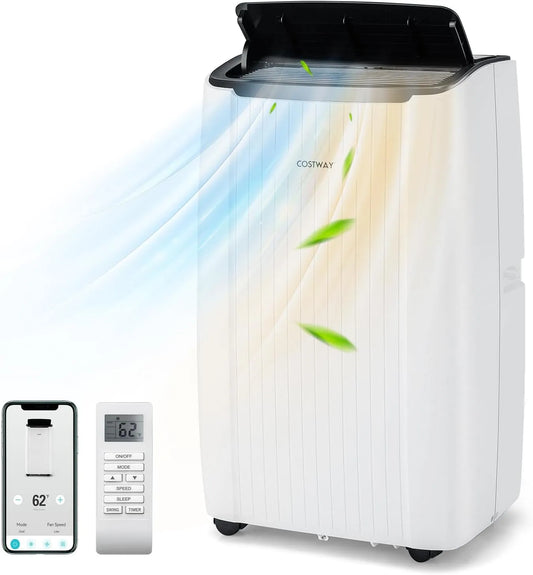 Costway climatiseur, Mobile Silencieux 14000BTU, Clim Mobile, 6 EN 1, Refroidissement 65m²+, Mode Nuit, Chauffage, Ventilateur, Déshumidificateur