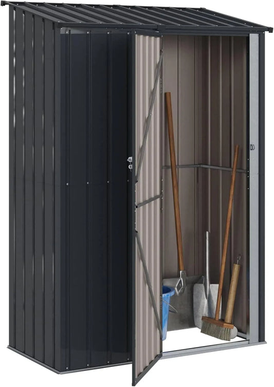 Abri de jardin vidaXL, Cabanons de Jardin Anthracite 140,5 x 74 x 200 cm Métал, idéal pour Outils et Plus, et terrasse, Rangement rectangulaire