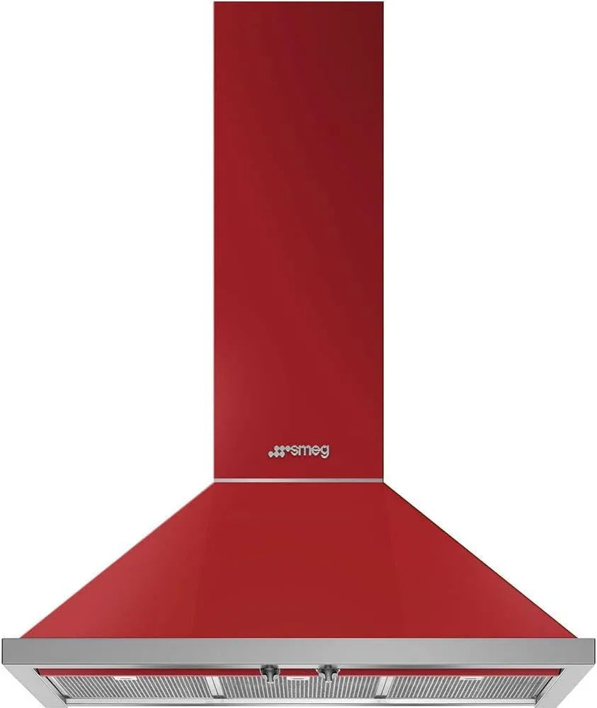 Smeg hotte aspirante KPF9R, Hotte decorative murale, largeur 90 cm, en m3/h, 797, 50, 72, Pyramide, Débit d'air maximum