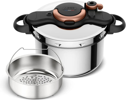 Cocotte P4620729, minute 6 L, 4/6 personnes, SEB Clipso Minut' Easy+, Cuisson rapide, Fabrication française, Ouverture à une main