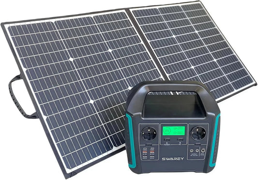 Portable puissance 1000W Generateur Electrique, avec Panneaux Solaires Pliables 100W Groupe Electrogene Silencieux Solaire kit