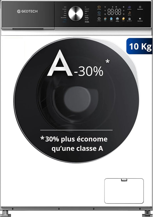Lave-linge GLLPS101400WH GEDTECH, poids 10 Kg, 16 programmes, 1400 tr, frontal, mn, Eco, Intensif, Rapide