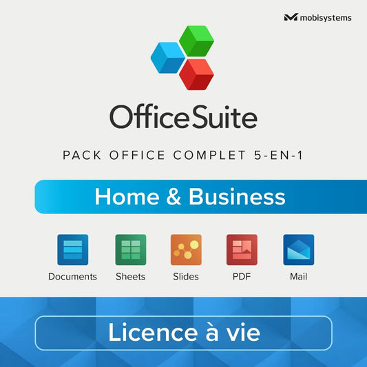 & Business OfficeSuite Home, Mail & Calendar pour 1 PC Windows, Licence à vie, Documents, Sheets, Slides, PDF