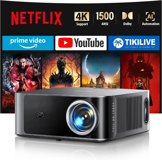 Modèle Extérieur Extérieur 1500 WiFi6 1080P ANSI, Vidéoprojecteur 4K Dolby 36W, 2*18W Haut-Parleurs Rétroprojecteur 4K Home Cinéma Extérieur, PS5